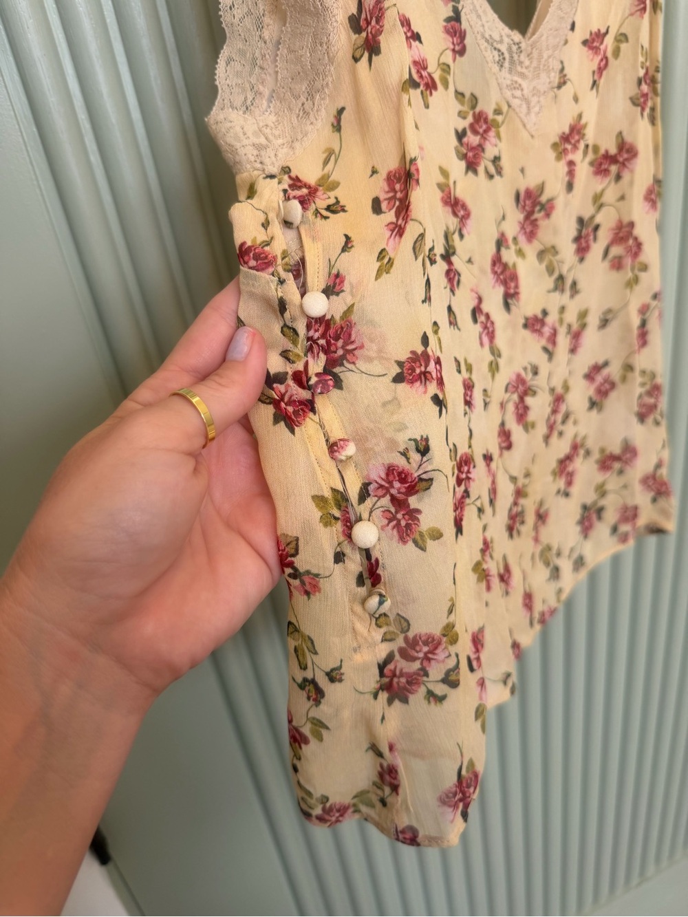 Zara Terez Cream Floral Lace-Trim Tank Top - Picture 4 of 5